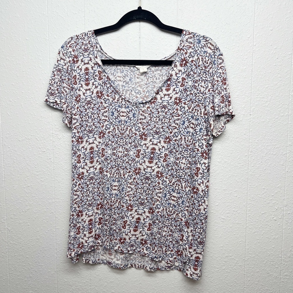 Caslon 100% Linen Floral Coastalgirl Beach Feminine Cottagecore Bohemian Top M